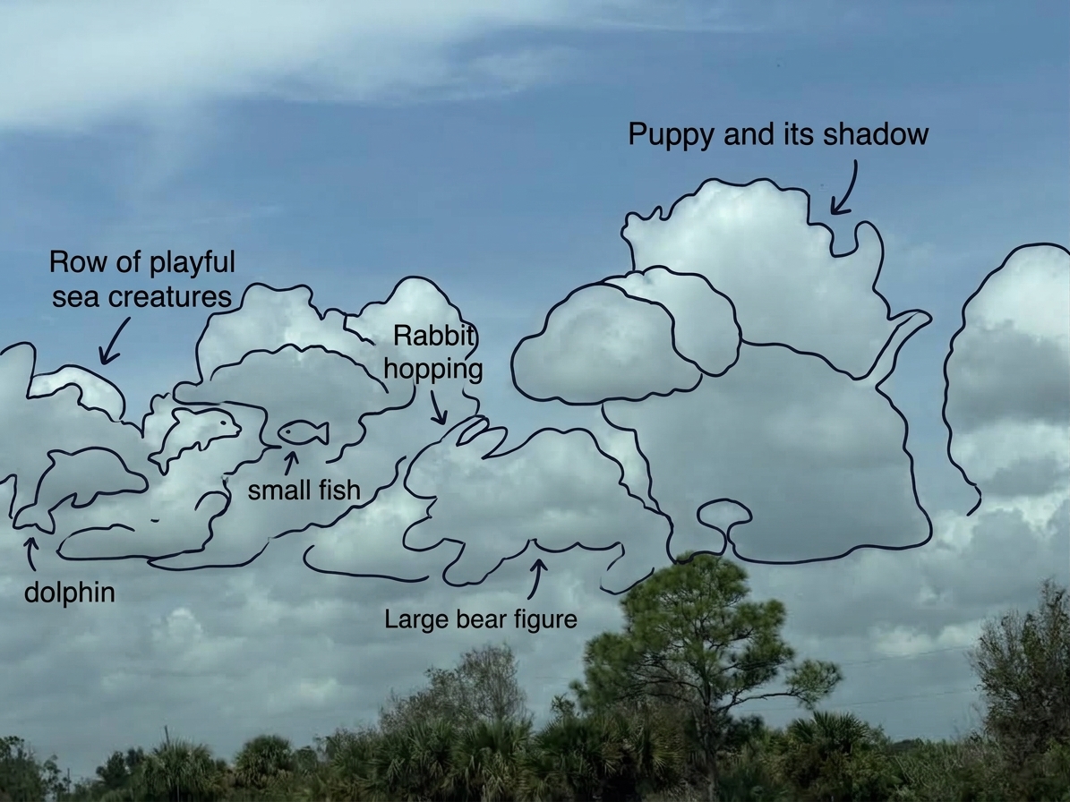 Gemini's first output with a puppy, rabbit, bear and sea creatures.